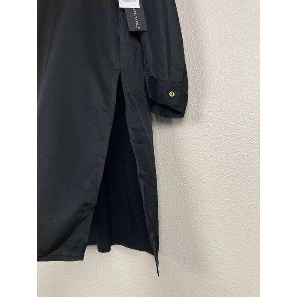 Black Tape Dress Tunic Shirt Black Button Front Long Sleeve Extra Large XL 16 - Picture 10 of 15